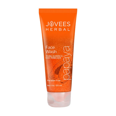 Jovees Herbal Papaya Face Wash For Glowing and Clear Skin with Papaya & Bilberry fruit Ext | Gentle Cleanser For Brightens Skin, Removes Pigmentation & Dark Spots | Suitable For All Skin Types - 120ML